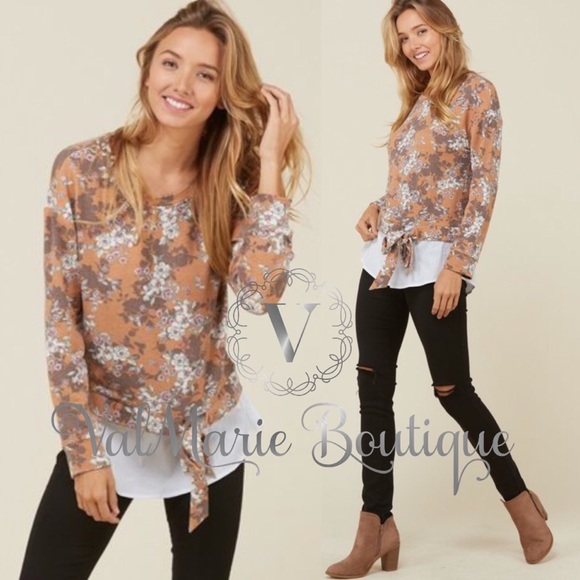 ValMarie Tops - LOVERS DREAM camel floral soft blouse top